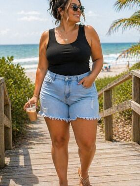 Royalty For Me Distressed Denim Shorts | Size 18-20 | Light Wash Summer Staple